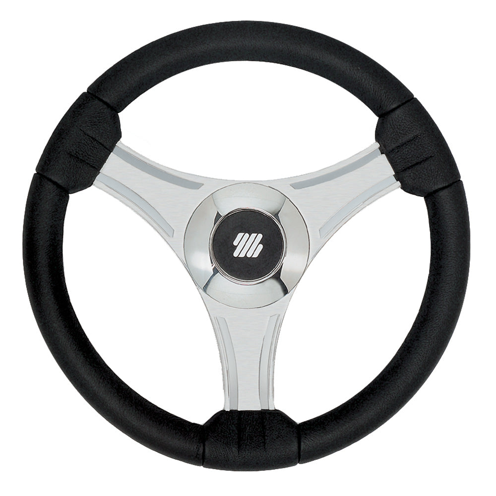 Uflex Tavolara 138 Black Polyurethane Steering Wheel wSilver Spokes X62 Hub 65277N