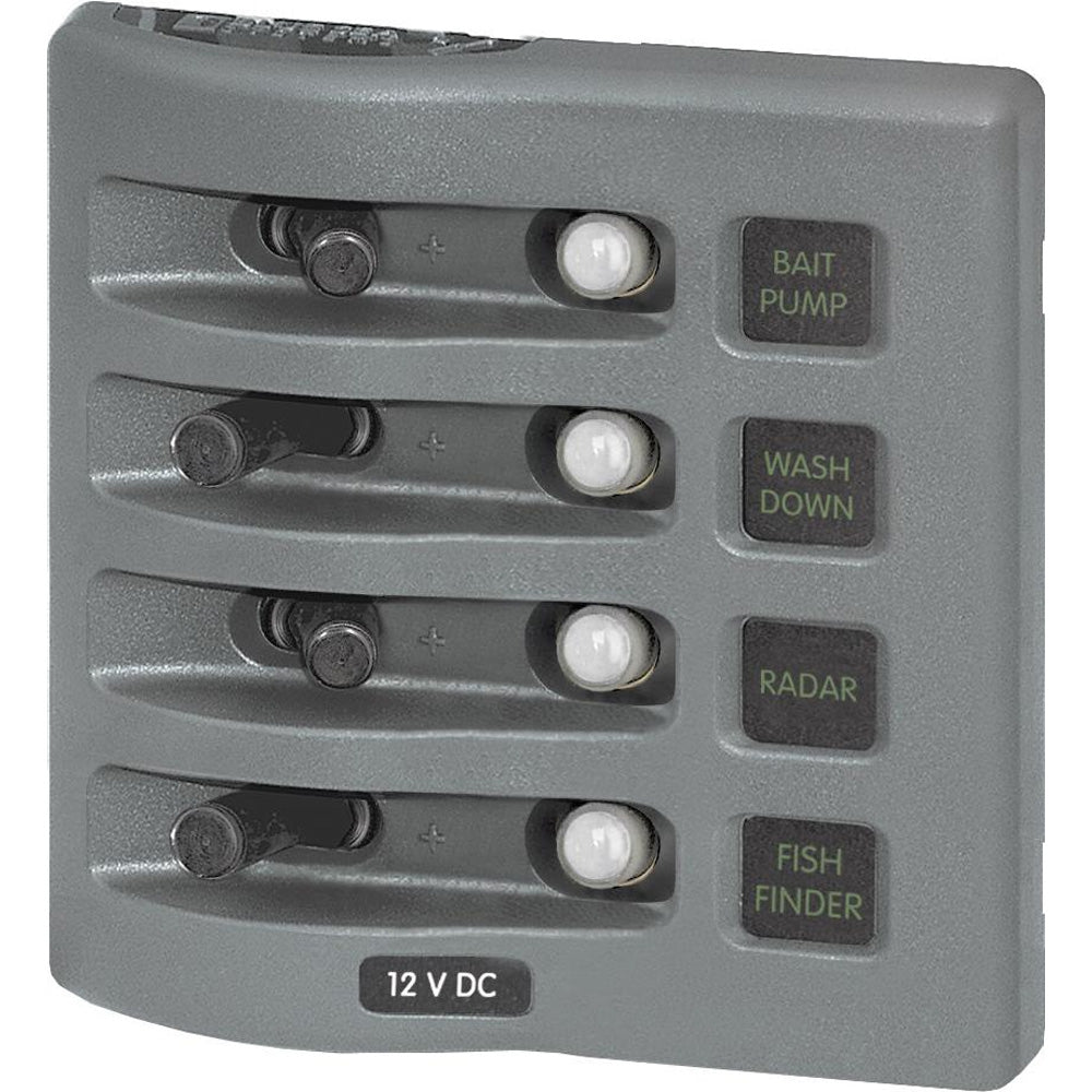 Blue Sea 4374 WeatherDeck Water Resistant Circuit Breaker Panel 4 Position Grey 4374