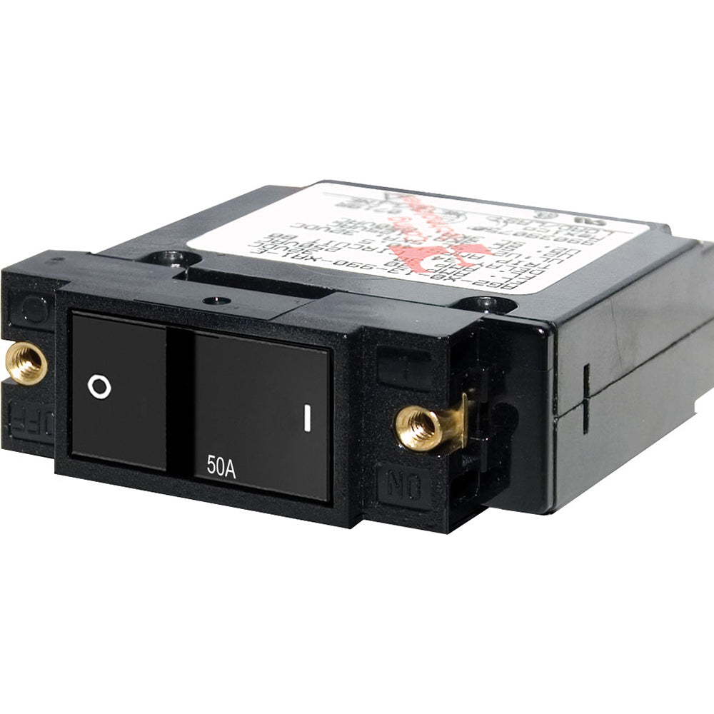 Blue Sea 7408 Single Pole Small Case 2 Flat Rocker Circuit Breaker 50 Amp 7408