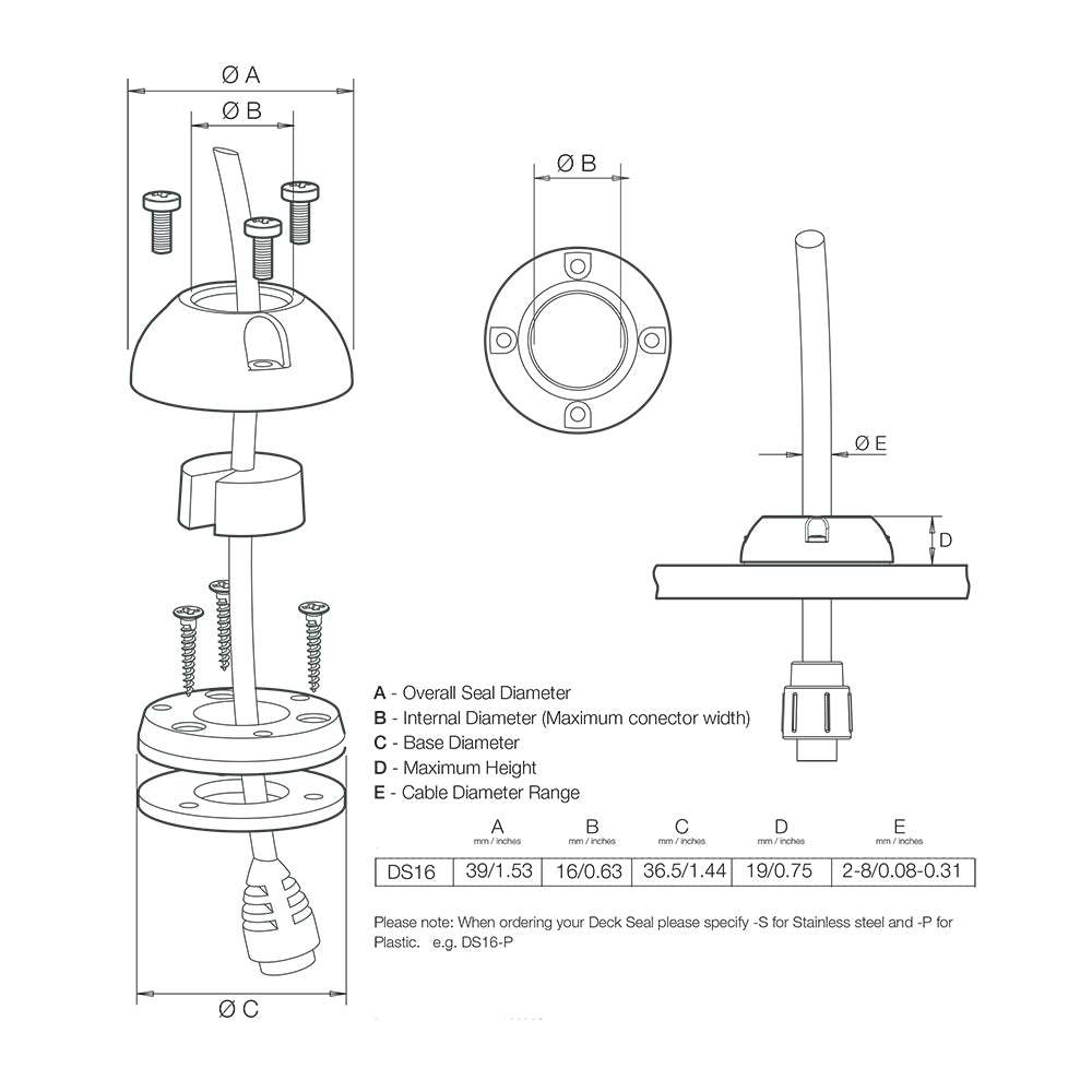 Scanstrut DS16P Vertical Cable Seal DS16P
