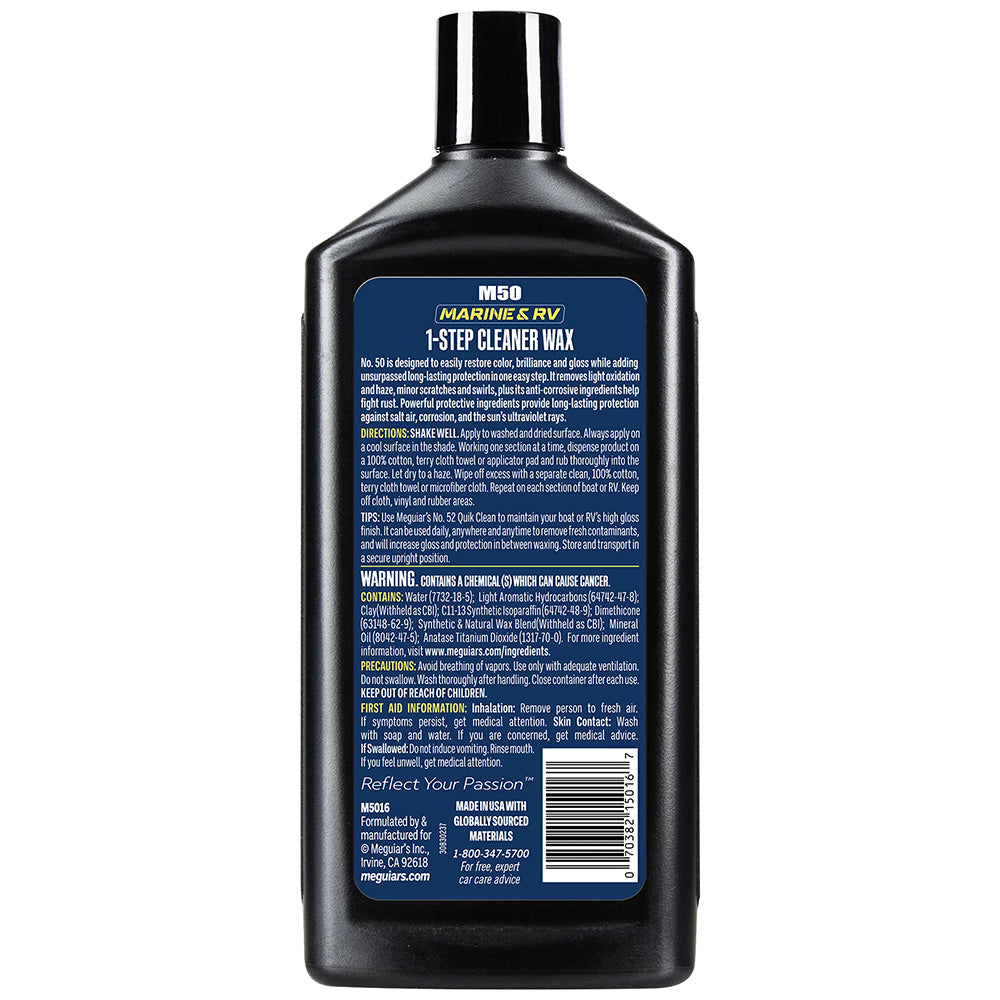 Meguiars 50 BoatRV Cleaner Wax Liquid 16oz M5016