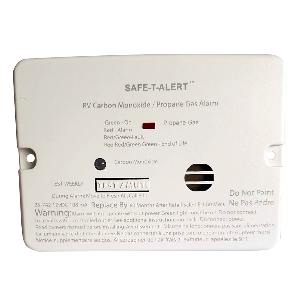 SafeTAlert Combo Carbon Monoxide Propane Alarm Flush Mount Mini White 25742WHT