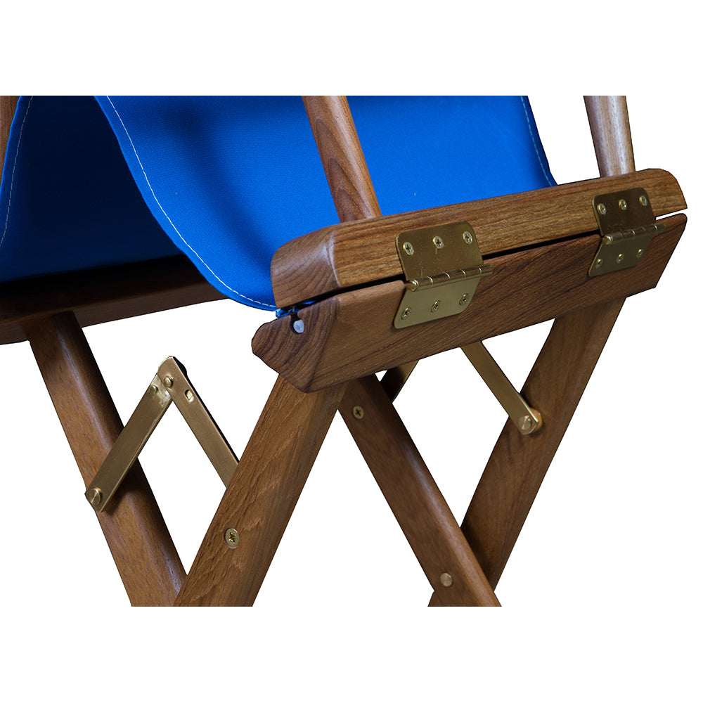 Whitecap Directors Chair wBlue Seat Covers Teak 60041