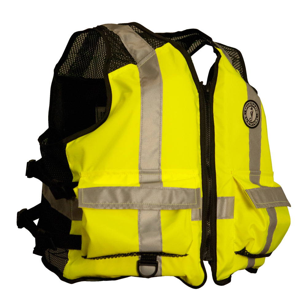 Mustang High Visibility Industrial Mesh Vest Fluorescent YellowGreenBlack XXL3XL MV1254T3239XXLXXXL216