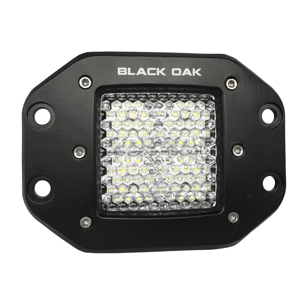Black Oak 2 Flush Mount LED Pod Light Flood Optics Black Housing Pro Series 30 2FFPOD10CR