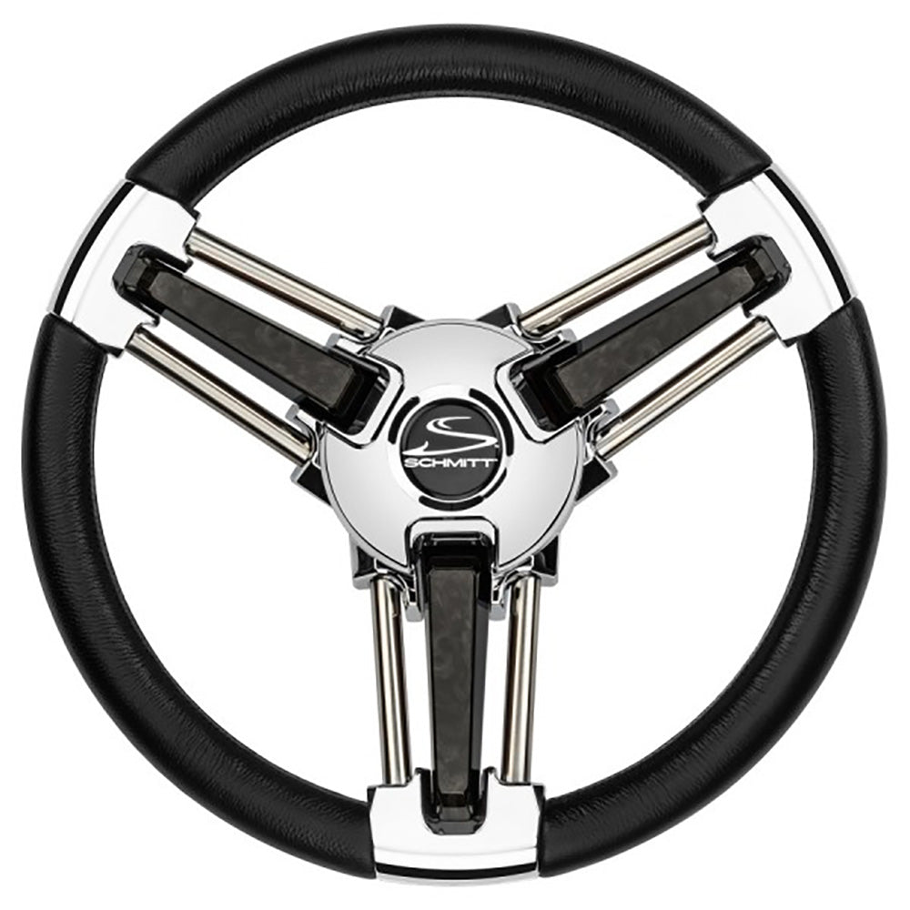 Schmitt Marine Burano Wheel 14 34 Tapered Shaft Black Polyurethane wStainless Spoke Includes Center CapNut PU1051B104R