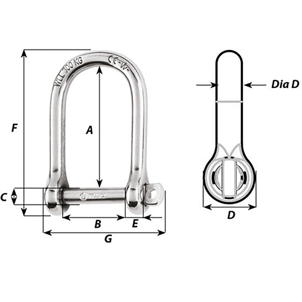 Wichard SelfLocking Large Opening Shackle 6mm Diameter 14 01263