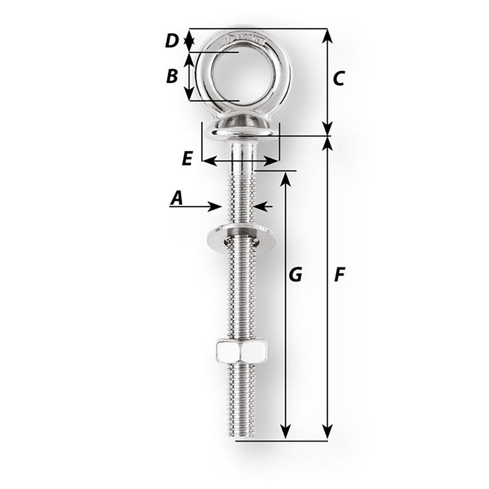 Wichard Eye Bolt M12 x 175mm Length 120mm 06497