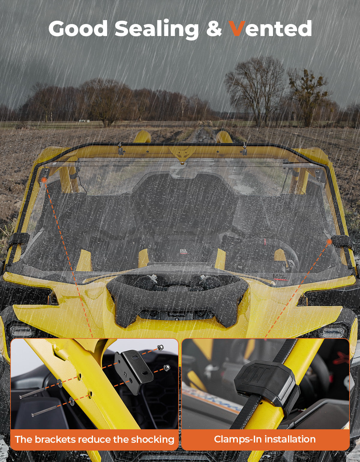 Front Full Windshield for Can Am Maverick R 2024+ - Kemimoto