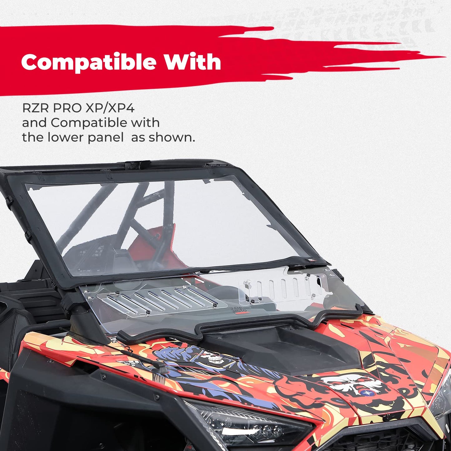 UTV Front Half Windshield PVC Fit Polaris RZR - Kemimoto