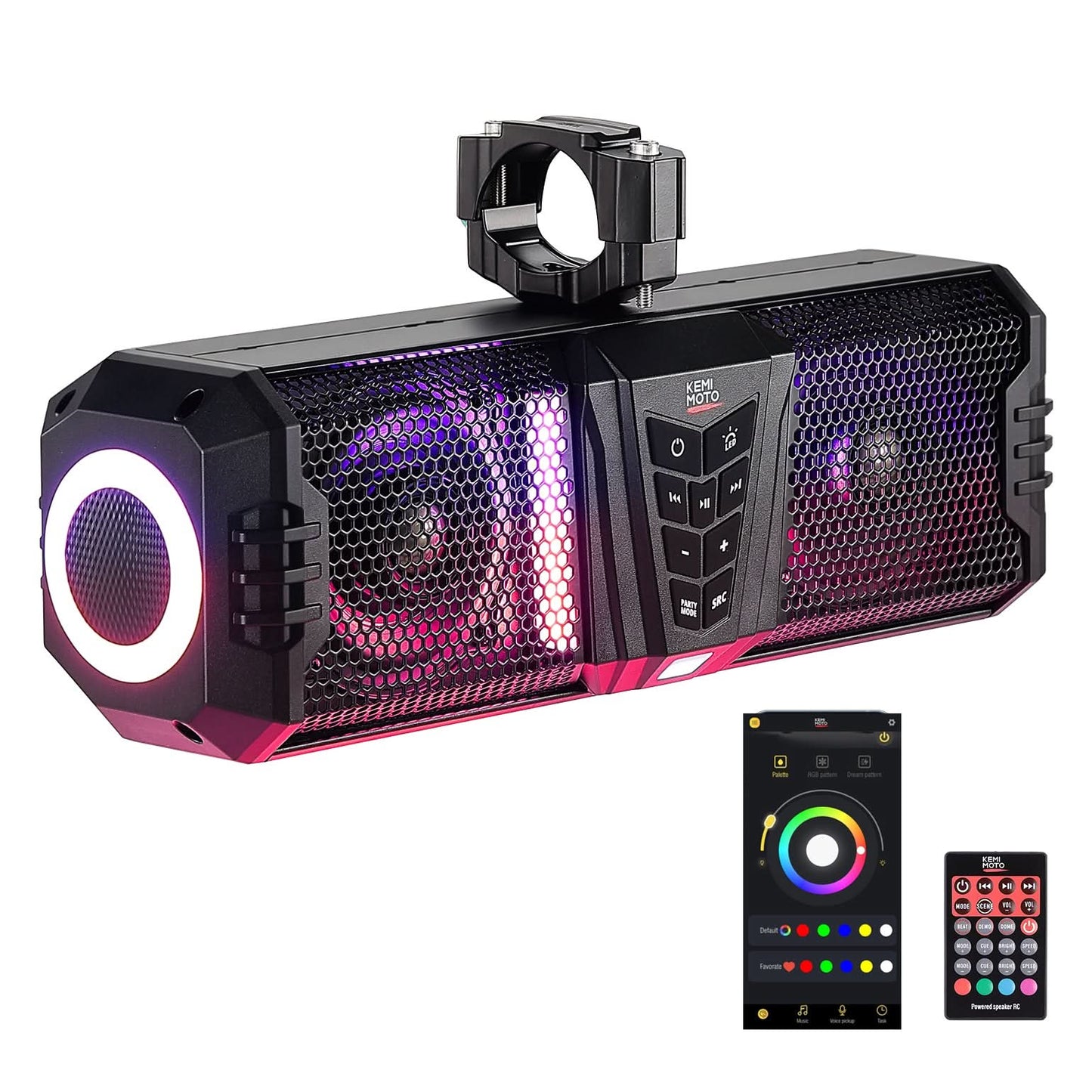 Midnight 40 16' Bluetooth Sound Bar –2025 Compact RGB UTV Speaker for Golf Cart, ATV, Polaris RZR