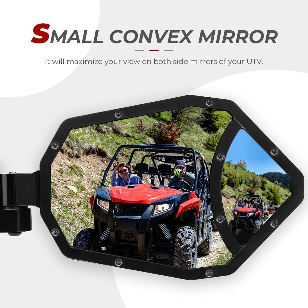UTV 1.65"-2" Round Tube Adjustable Rear View Mirror & UTV 1.6"-2" Round Tube Adjustable Side Mirror - Kemimoto