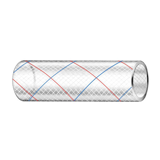 Trident Marine 38 x 50 Clear Reinforced PVC Hose Tubing Red  Blue Tracer 1620386