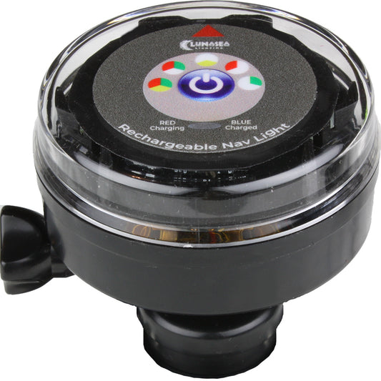 Lunasea Rechargeable TriColor Portable Navigation Light No Mount  Black LLB72BKUB00