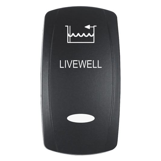 Pacer Actuator  LIVEWELL fV Series Contura Switches  Black  Laser Etched TopBottom Light EV2LELVWL
