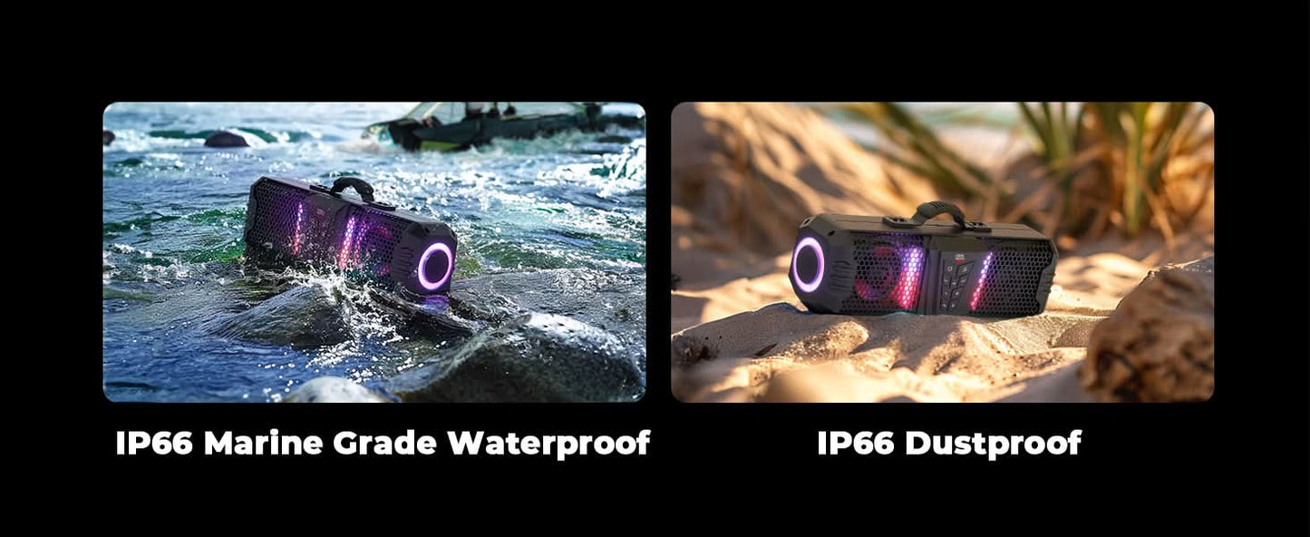 Midnight 40 16' Bluetooth Sound Bar –2025 Compact RGB UTV Speaker for Golf Cart, ATV, Polaris RZR