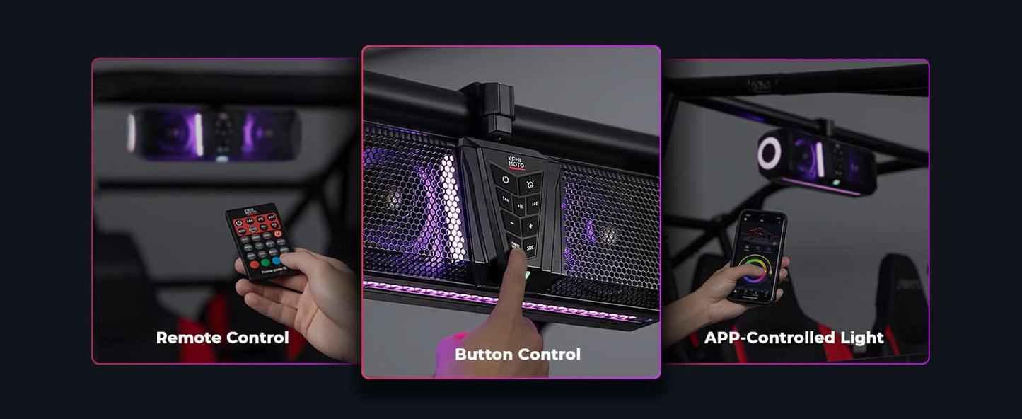 Midnight 40 16' Bluetooth Sound Bar –2025 Compact RGB UTV Speaker for Golf Cart, ATV, Polaris RZR