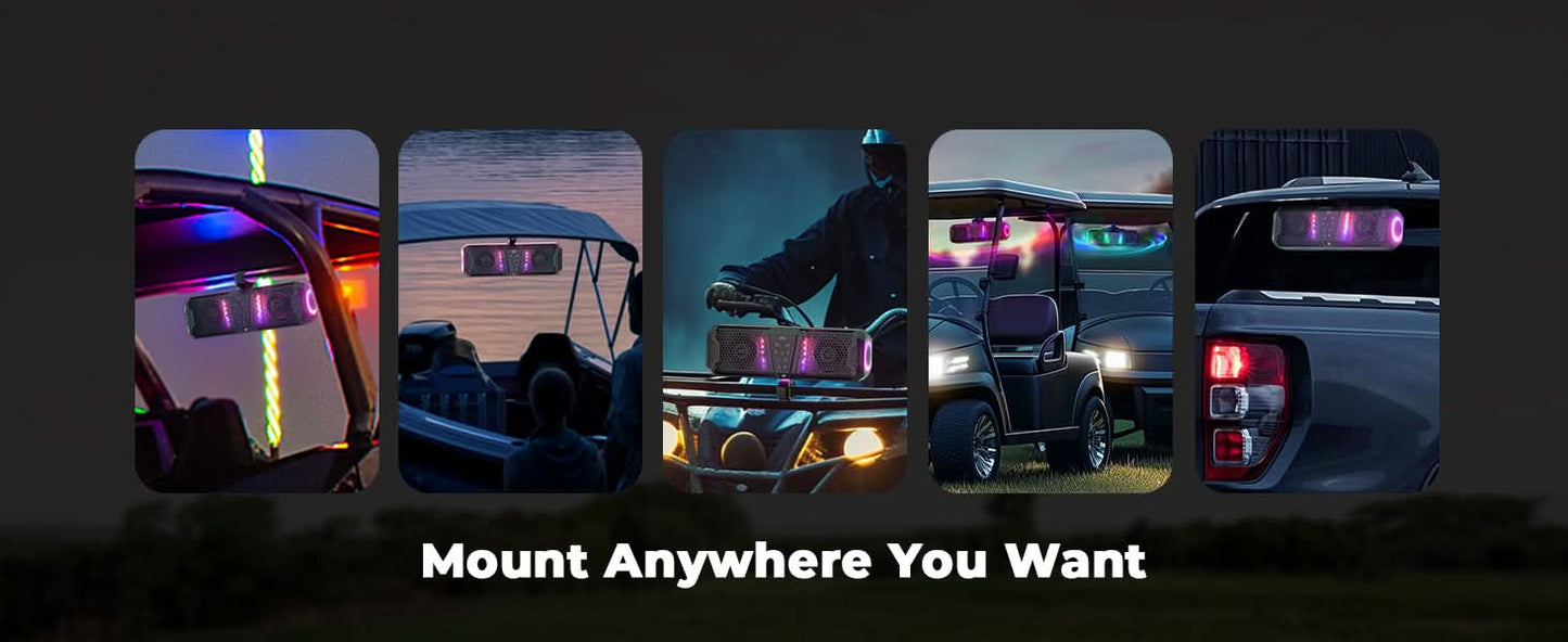 Midnight 40 16' Bluetooth Sound Bar –2025 Compact RGB UTV Speaker for Golf Cart, ATV, Polaris RZR