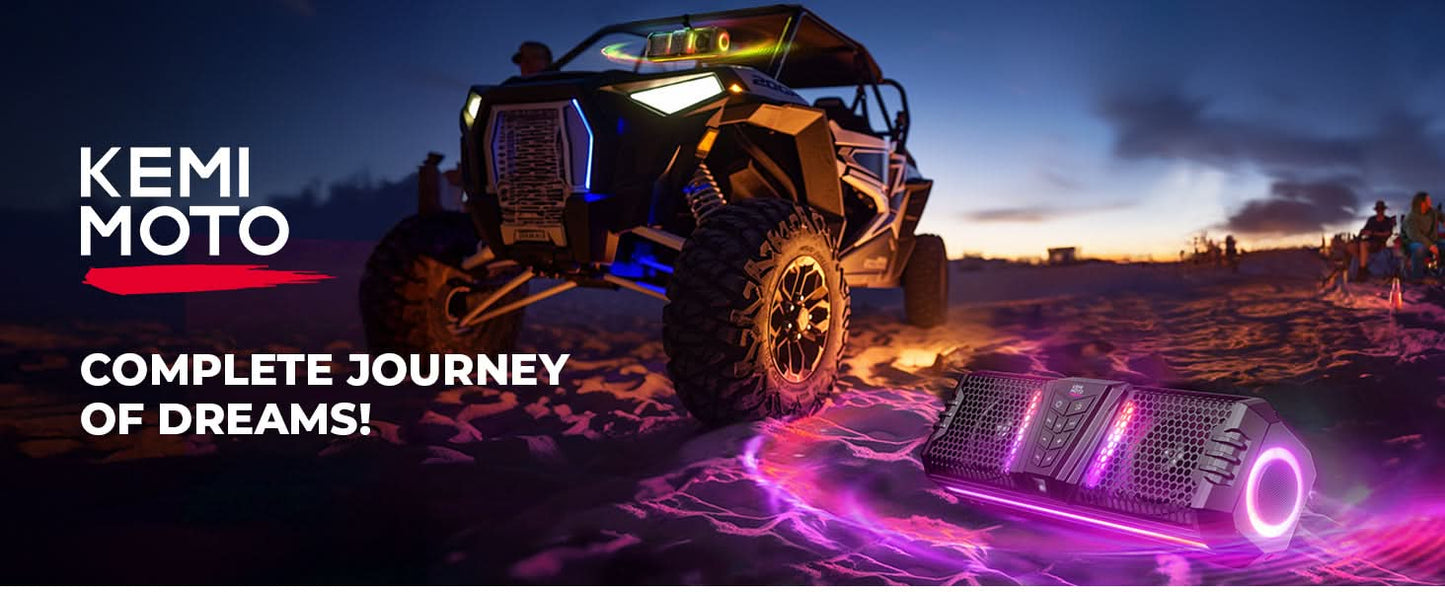 Midnight 40 16' Bluetooth Sound Bar –2025 Compact RGB UTV Speaker for Golf Cart, ATV, Polaris RZR