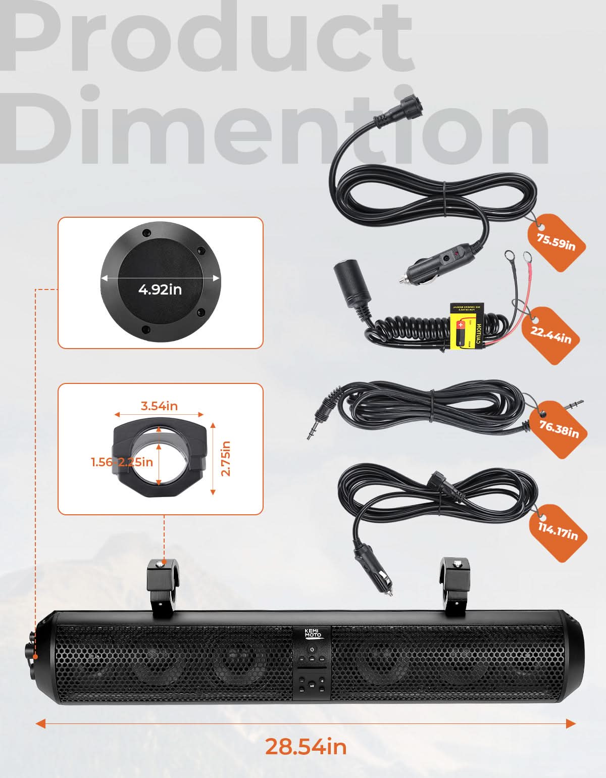 UTV Bluetooth Sound Bar – 32' RGB Speaker, IP66 Waterproof 2025 | Fits 1'-2' Roll Bars on Polaris RZR, Can-Am, SxS, Golf Carts