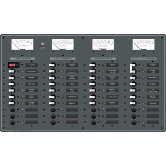 Blue Sea 8095 AC Main 8 Positions  DC Main 29 Positions Toggle Circuit Breaker Panel   White Switches 8095