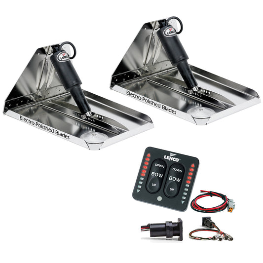 Lenco 18 x 14 Heavy Duty Performance Trim Tab Kit wLED Indicator Switch Kit 12V RT18X14HDI