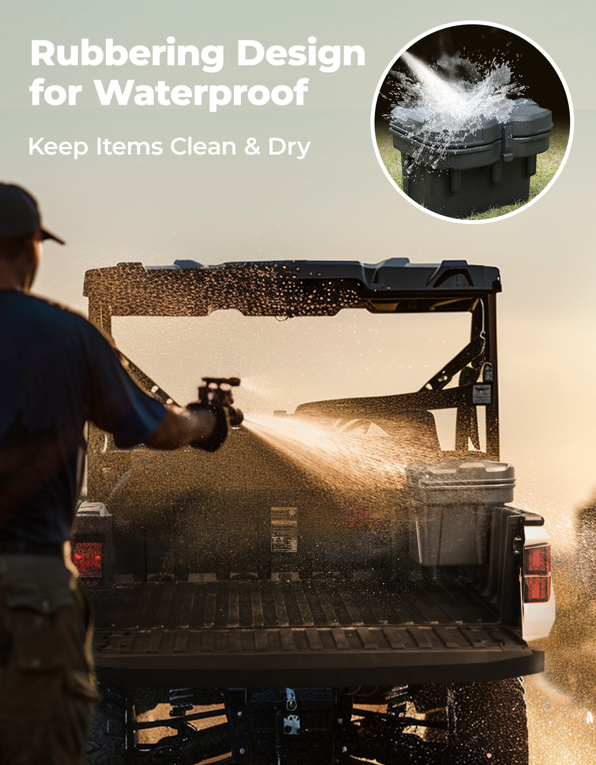 KEMIMOTO UTV Bed Storage Box 5.5GAL for Polaris Ranger 1000/XP 900 570 500 General 1000 4