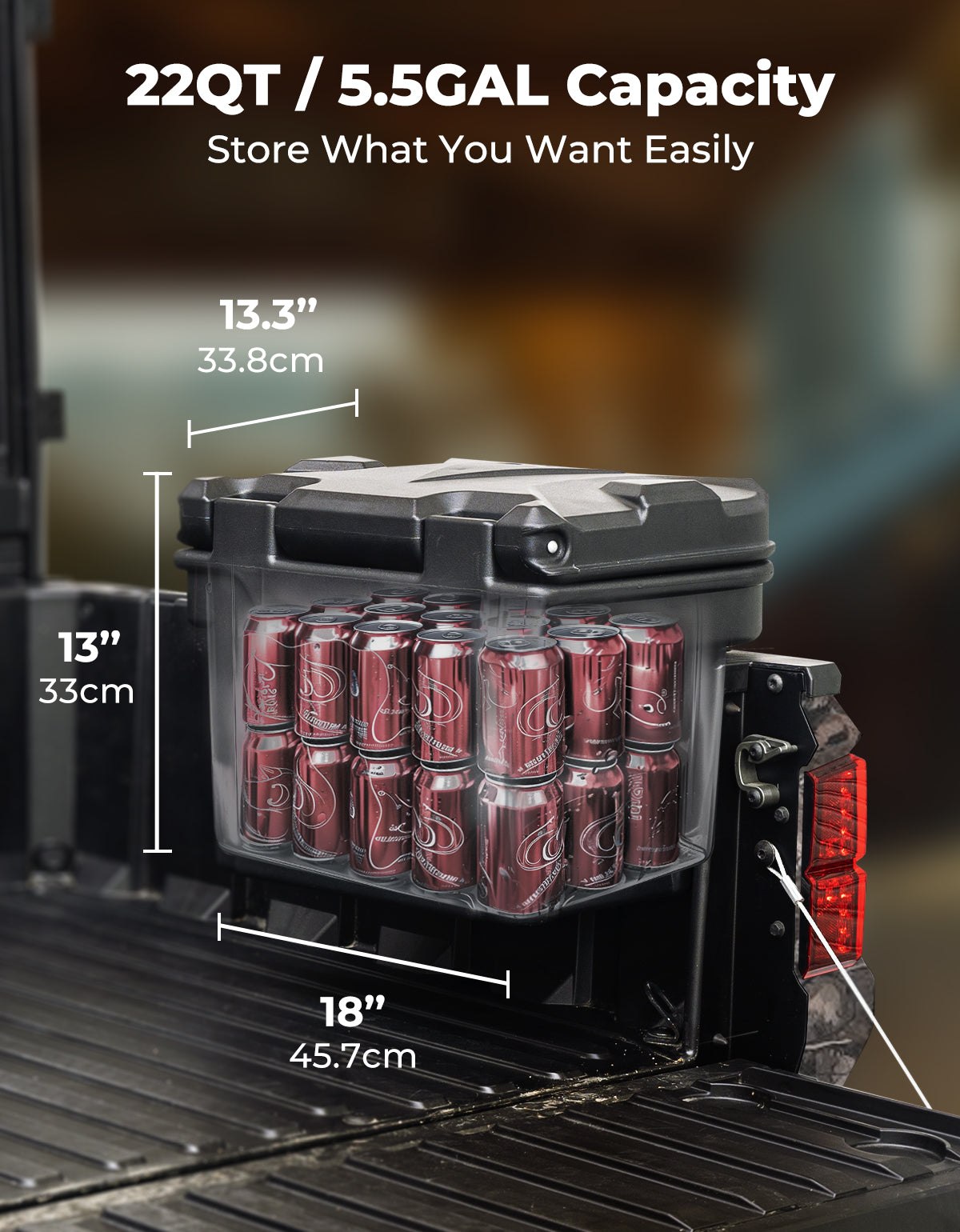 KEMIMOTO UTV Bed Storage Box 5.5GAL for Polaris Ranger 1000/XP 900 570 500 General 1000 4