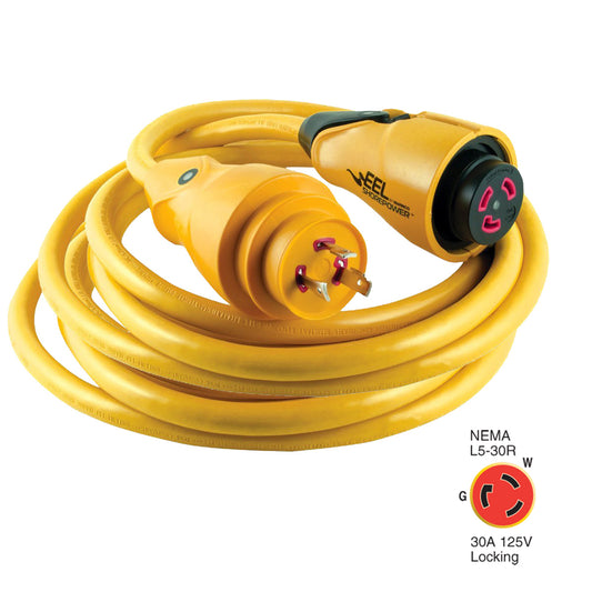 Marinco CS3050 EEL 30A 125V Shore Power Cordset  50  Yellow CS3050