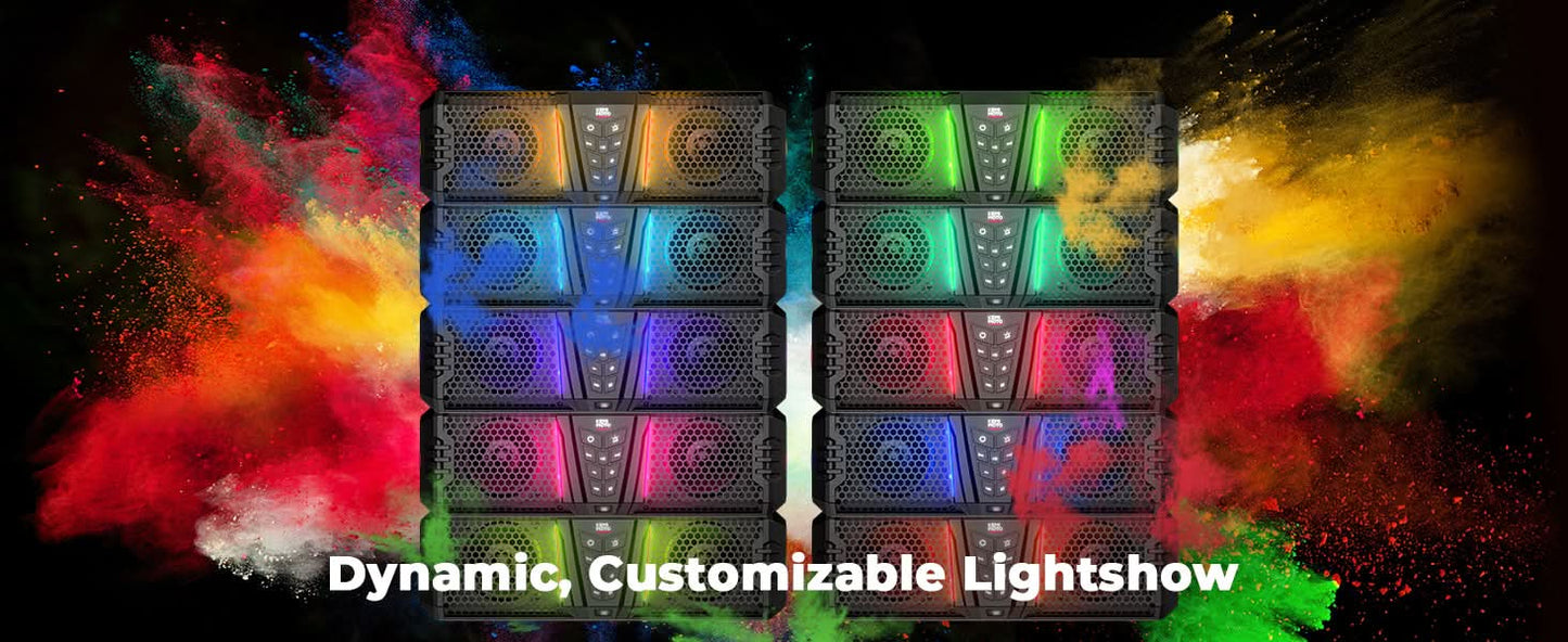 Midnight 40 16' Bluetooth Sound Bar –2025 Compact RGB UTV Speaker for Golf Cart, ATV, Polaris RZR