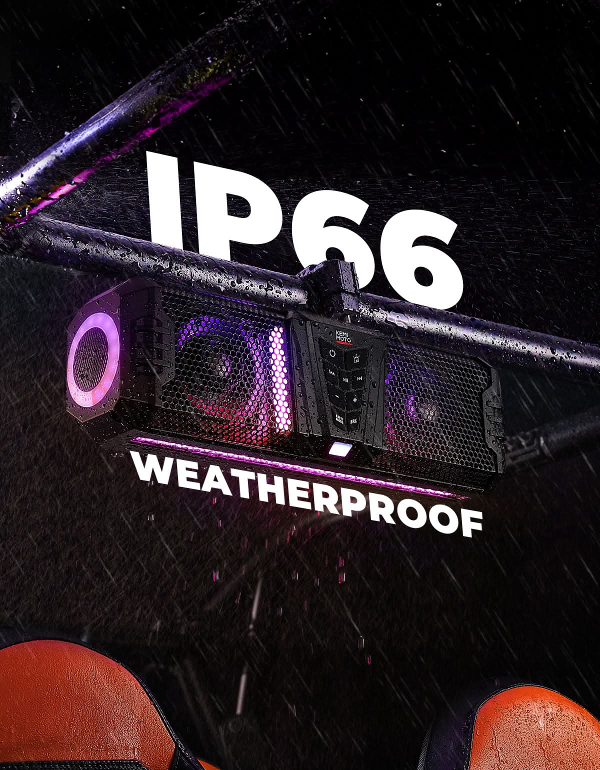 Midnight 40 16' Bluetooth Sound Bar –2025 Compact RGB UTV Speaker for Golf Cart, ATV, Polaris RZR