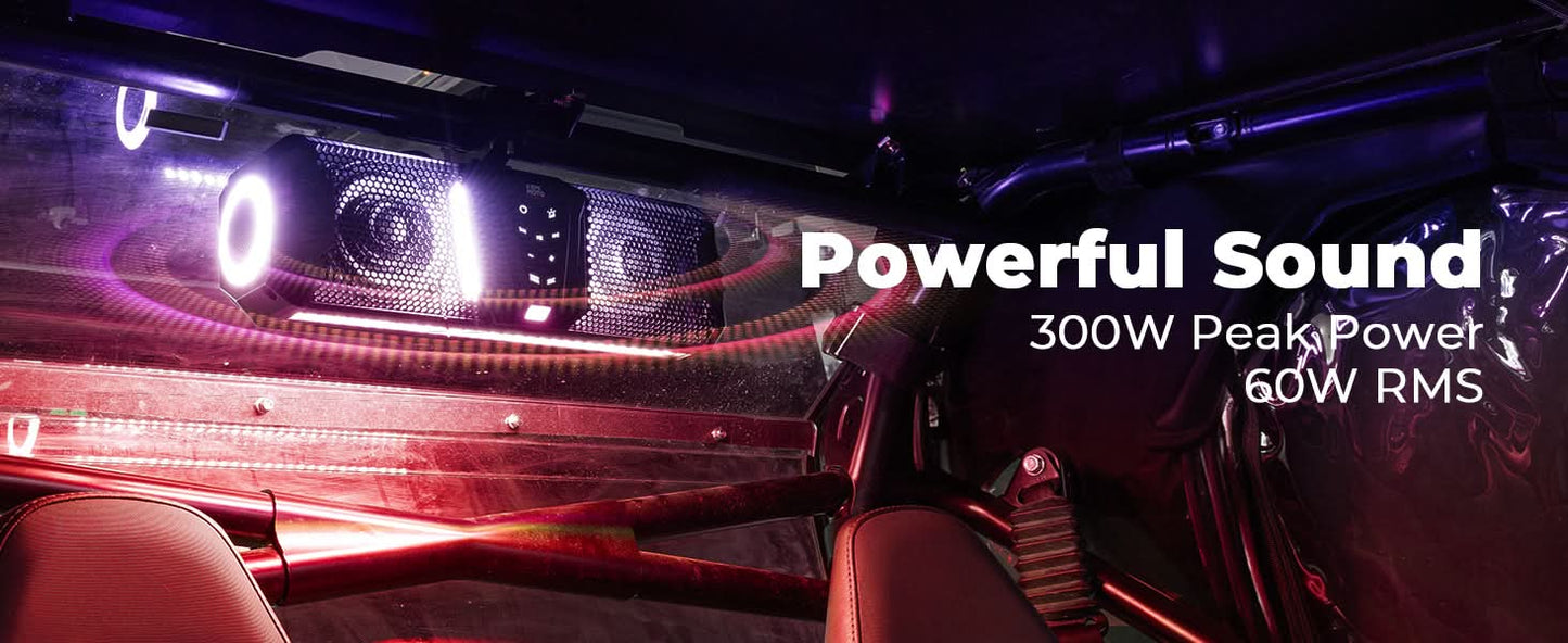 Midnight 40 16' Bluetooth Sound Bar –2025 Compact RGB UTV Speaker for Golf Cart, ATV, Polaris RZR