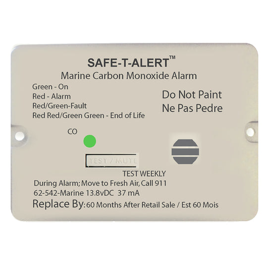 SafeTAlert 62 Series Carbon Monoxide Alarm wRelay  12V  62542MarineRLYNC  Flush Mount  White 62542MARINERLYNC