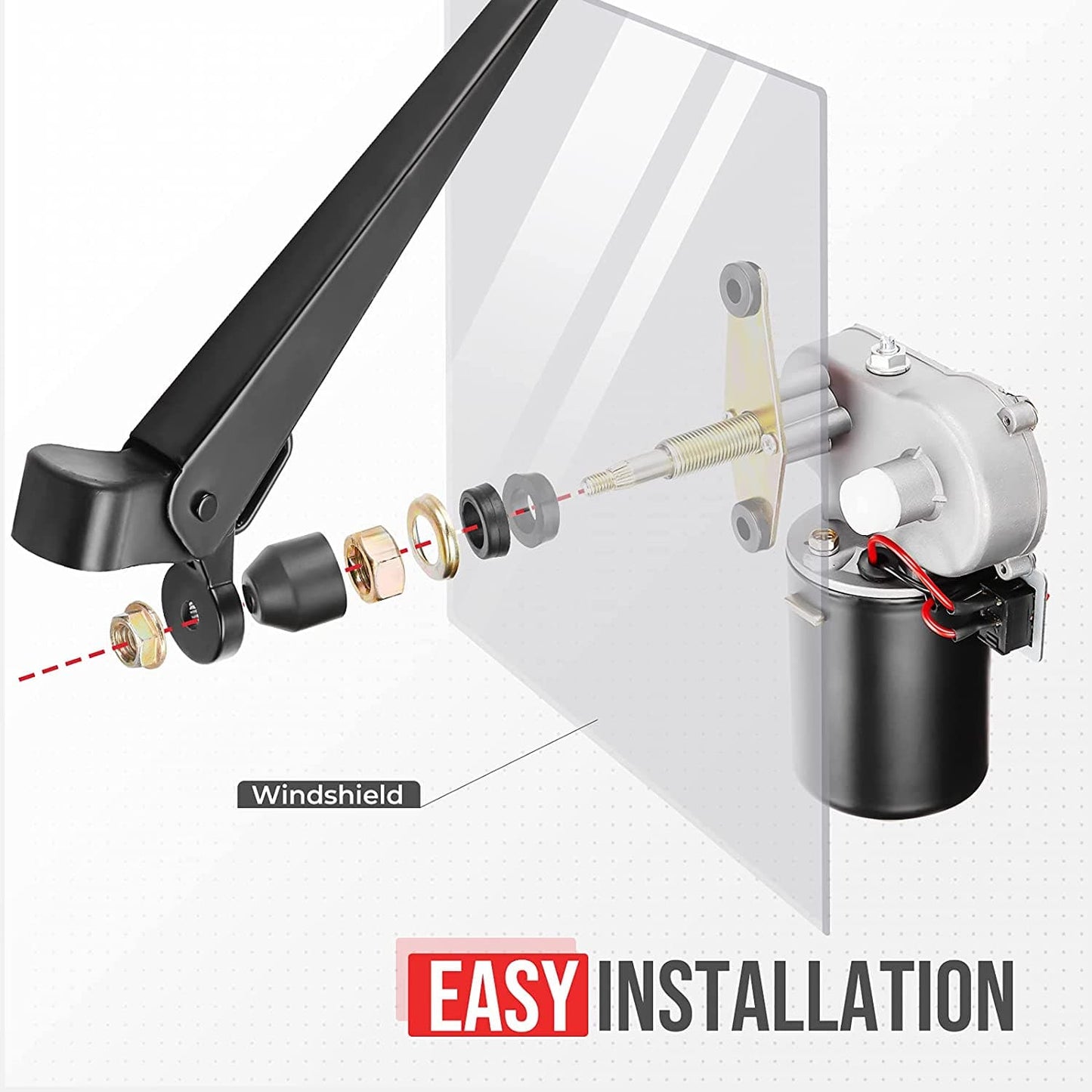 12V Electric Windshield Wiper Washer Kit for Polaris RZR, Ranger, Can-Am