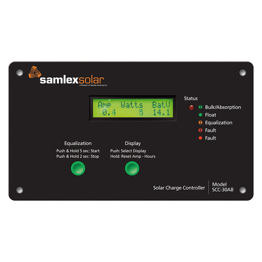 Samlex Flush Mount Solar Charge Controller wLCD Display  30A SCC30AB