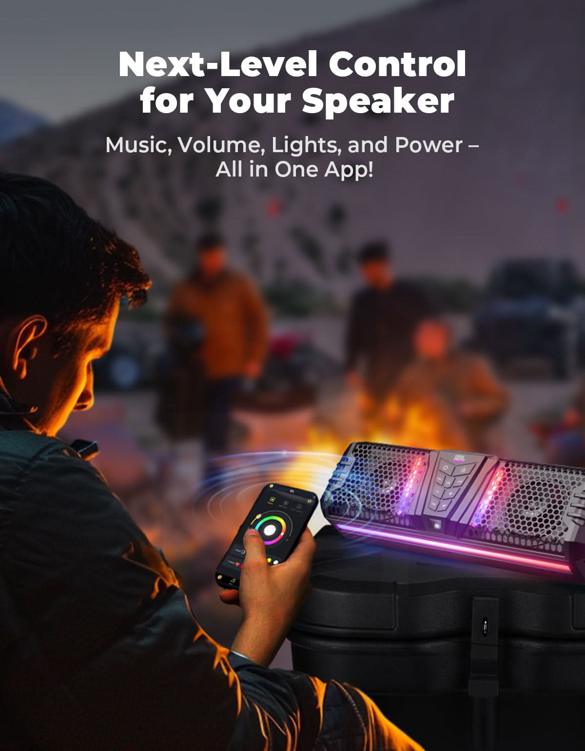 Midnight 40 16' Bluetooth Sound Bar –2025 Compact RGB UTV Speaker for Golf Cart, ATV, Polaris RZR