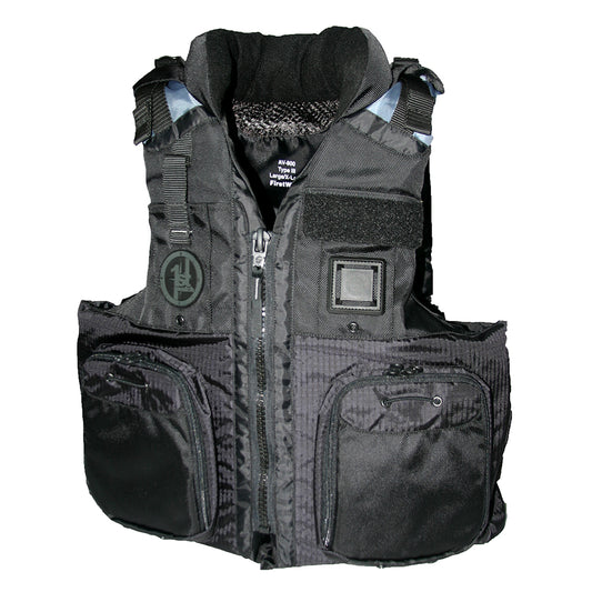 First Watch AV800 Four Pocket Flotation Vest  Black  Large to XL AV800BKLXL