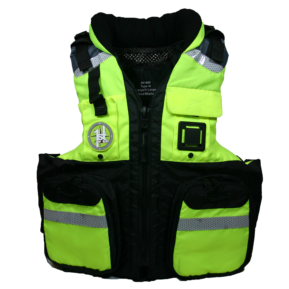 First Watch AV800 Four Pocket Flotation Vest  HiVis Yellow  Small to Medium AV800HVSM