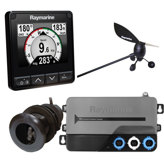 Raymarine i70s System Pack wColor Instrument  Wind DST Transducers iTC5 and STng Backbone T70216