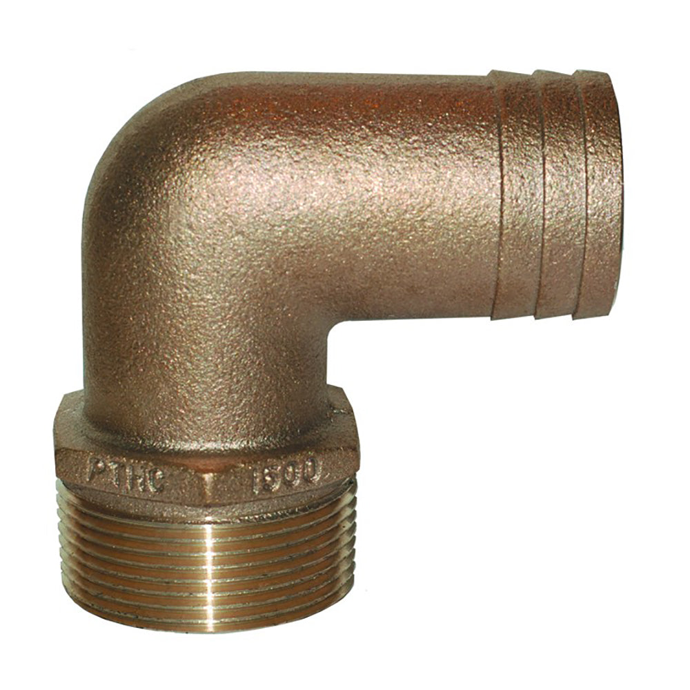 GROCO 12 NPT Bronze 90 Degree Pipe to 1258 ID Hose PTHC5062