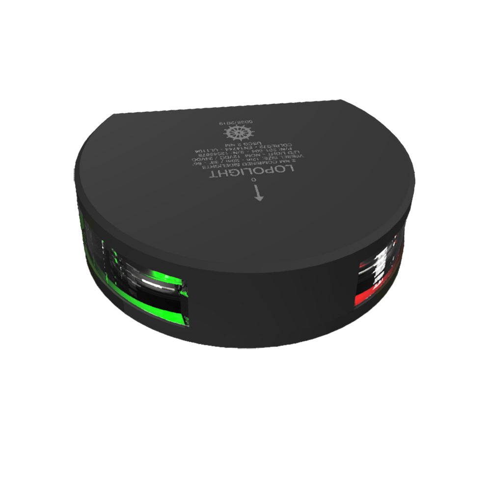 Lopolght Series 201004  Starboard  Port Sidelight  2NM  Vertical Mount  GreenRed  Black Housing 201004B