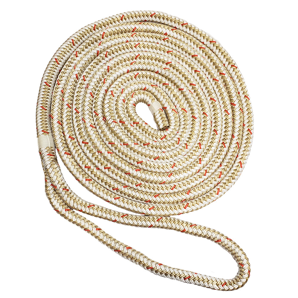 New England Ropes 34 Double Braid Dock Line  WhiteGold wTracer  35 C50592400035