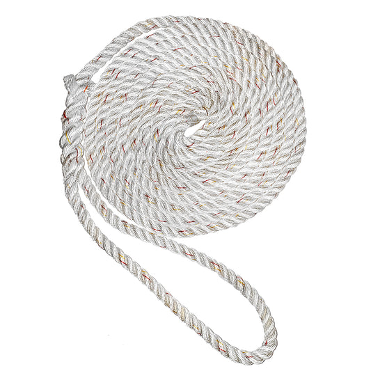 New England Ropes 38 Premium 3Strand Dock Line  White wTracer  25 C60501200025