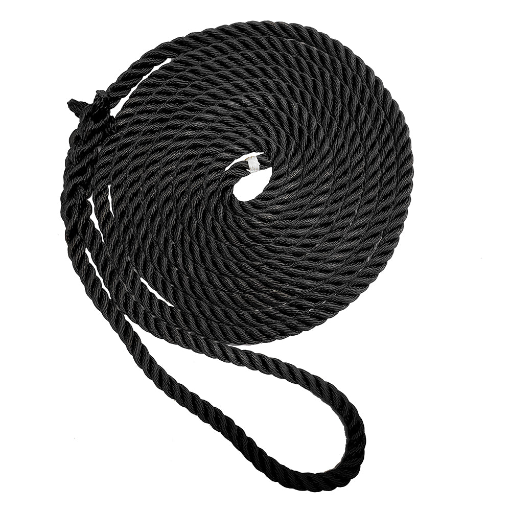New England Ropes 12 Premium 3Strand Dock Line  Black  15 C60541600015