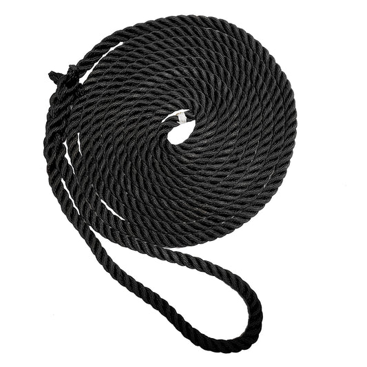 New England Ropes 58 Premium 3Strand Dock Line  Black  35 C60542000035