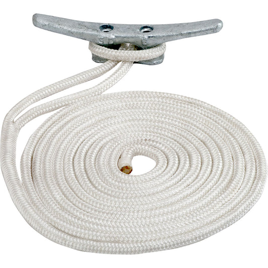 SeaDog Double Braided Nylon Dock Line  58 x 50  White 302116050WH1
