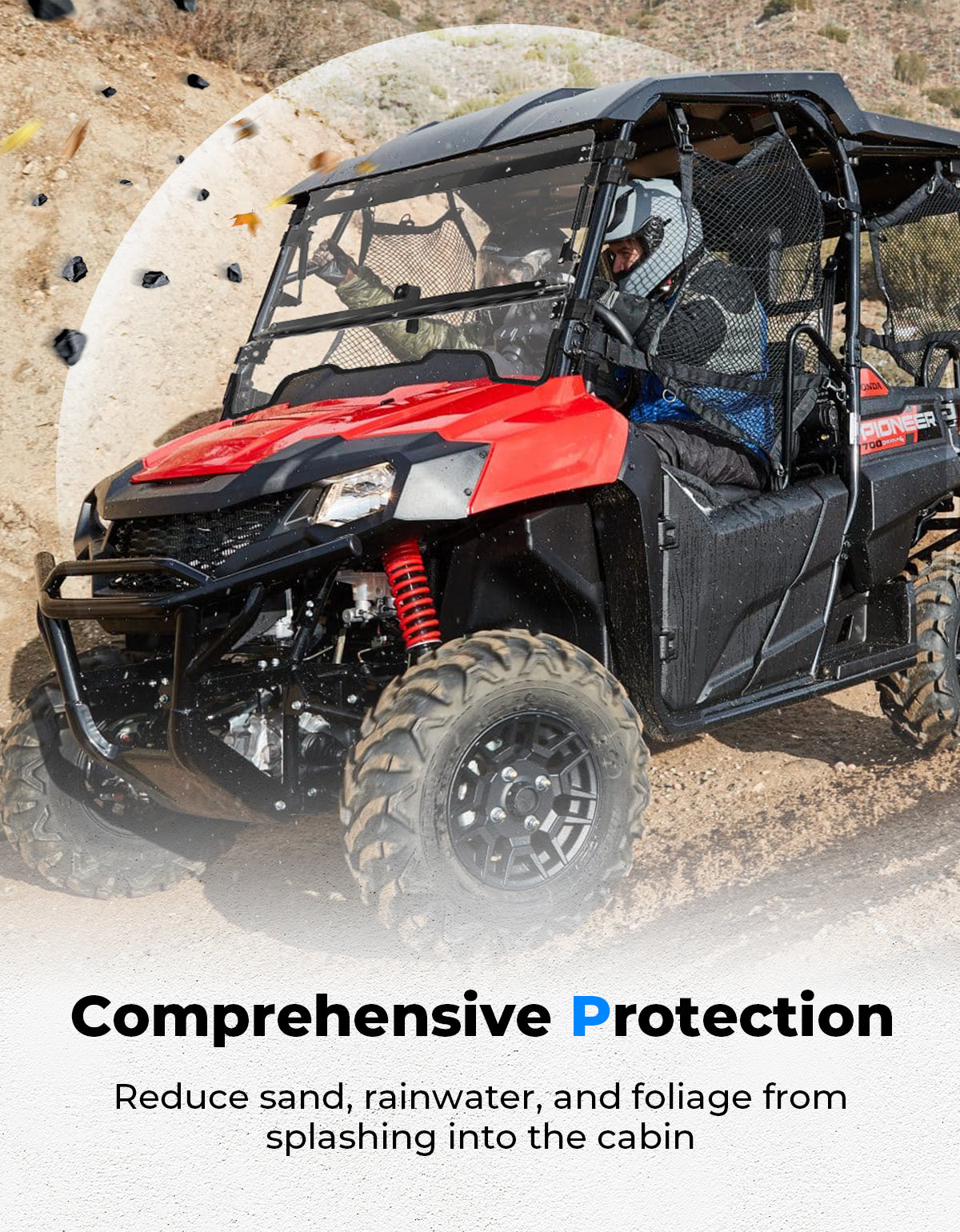 UTV Flip Up Windshield for Pioneer 700/700-4 2014-2025 - Kemimoto