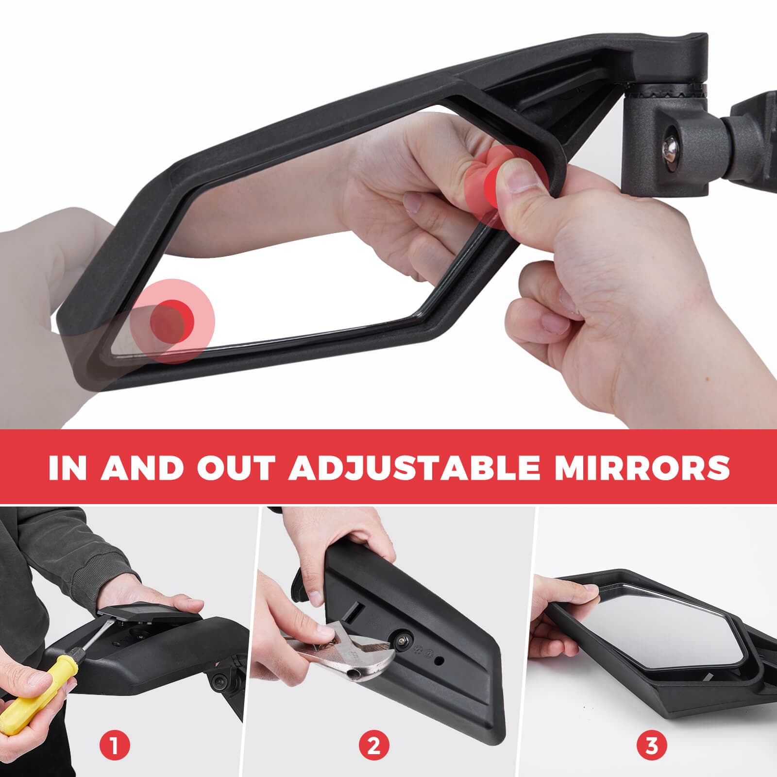 Can-Am Maverick X3 Front Door Storage Bags & Side View Mirror - KEMIMOTO