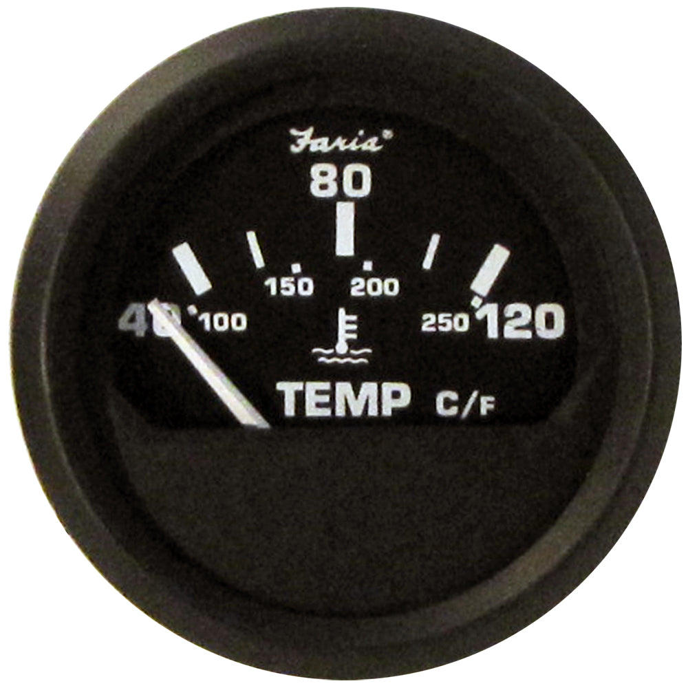 Faria Euro Black 2 Water Temperature Gauge  Metric 40 to 120 C 12814