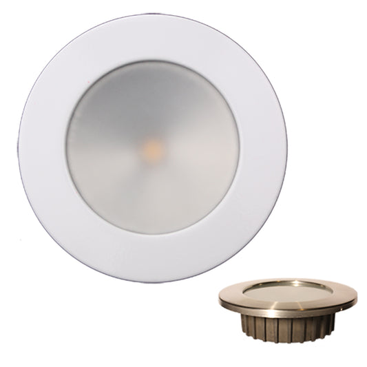 Lunasea ZERO EMI Recessed 35 LED Light  Warm White Blue wWhite Stainless Steel Bezel  12VDC LLB46WB0AWH
